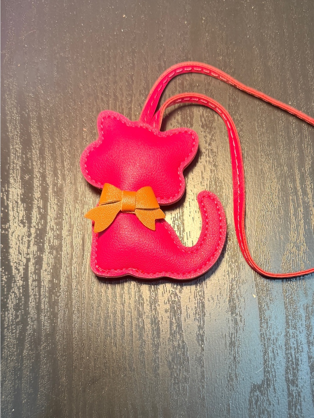 Pink Cat Charm with Orange Bow